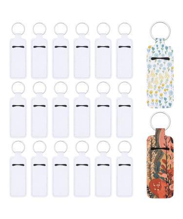 Valyria Sublimation Blanks Chapstick Holder Keychains Lipstick Holder Keychains Chapstick Holder Bulk (White-Rectangle (20 Pcs))