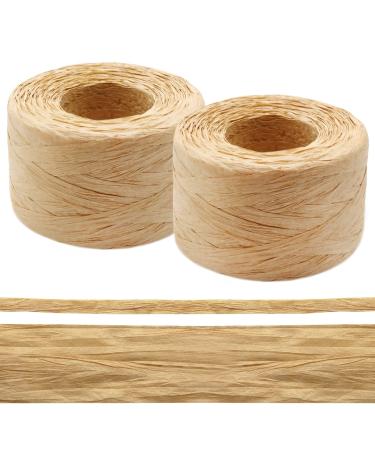 Anvin 2 Rolls Natural Raffia Paper Ribbon Matte Twine Raffia Ribbon Paper Decorative String for Festival Gift Wrapping  Crafts and DIY 1/4 Wide by 330 Feet Each Roll (Natural Color)