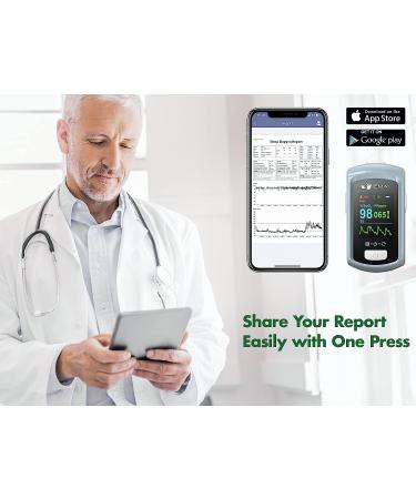 EMAY Sleep Oxygen Monitor with PC Software & App | Bluetooth Pulse Oximeter for Overnight SpO2 Tracking | Rechargeable & 72 Hours Memory | Informative Report & Analysis - Buy Online on SooperMarket.com