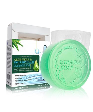 Tongyend Soap Bar for Face Body Aloe Vera Soap for Oil Control Moisturizing Deep Clean Effectively Aloe Soap Organic Natural Skin Soap Bar for All Skin Aloe-HyaluronicAcid