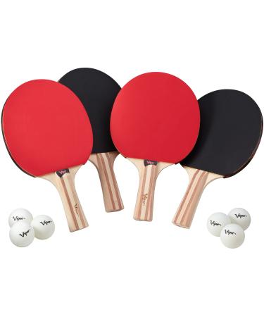 Viper Table Tennis Accessory Set (Rackets/Paddles and Balls) 4 Rackets and 6 Balls