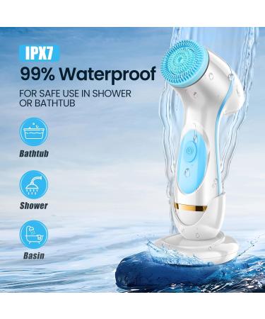 Facial Cleansing Brush Waterproof Deep Cleaning Exfoliation Rotating Spa Machine with 2 Speed Modes Electric Face Brush with 3 Replacement Brush Heads for Women (Blue) - Buy Online on SooperMarket.com