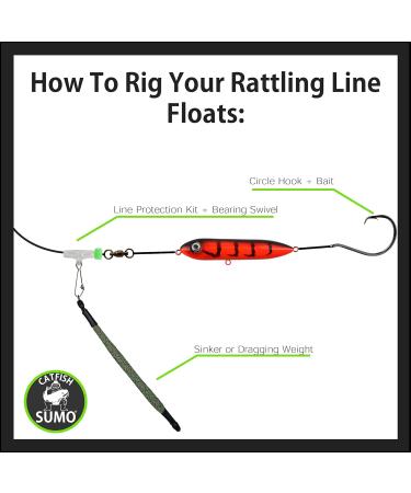 Catfish Rattling Line Float Lure 4 inch (3-Pack Demon Tiger) - Santee Rig Fishing Essential - Buy Online on SooperMarket.com
