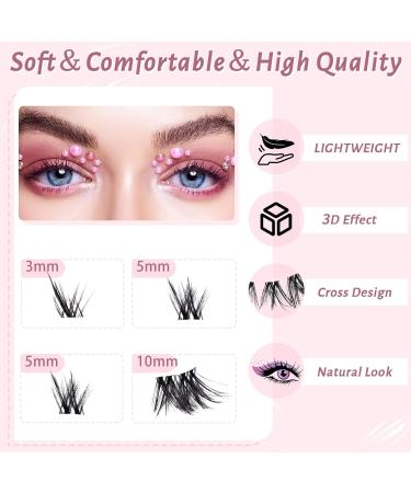 Shop 10 Pairs D Curl False Eyelashes - DIY Waterproof Lash Extension Kit | Fluffy 3D Anime Lashes with Clear Band - MinK (3D09 - Buy Online on SooperMarket.com