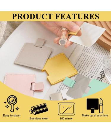 2Pcs Shatterproof Stainless Steel Compact Mirror Set with PU Leather Case - Unbreakable Handheld Mirror for Travel, Camping, Makeup - Perfect Gift for Women & Men (Green & Yellow) - Buy Online on SooperMarket.com