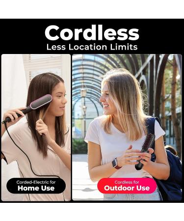 TYMO Cordless Hair Straightener Brush | Mini Portable Heated Comb for Travel | Ionic Hot Straightening | USB Rechargeable - Buy Online on SooperMarket.com