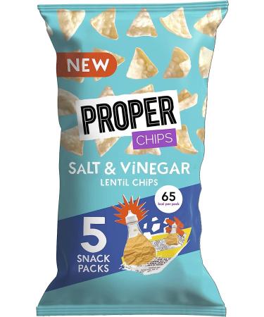 PROPER Chips Salt & Vinegar Lentil Chips 5 x 14g (70g) - Vegan Gluten Free Snacks Salt and Vinegar 1 count (Pack of 1)