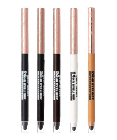 Ruby Kisses Waterproof Eyeliner 24HR Long-Lasting Mechanical Pencil 3 Pack (Black Brown) | Smudgeproof & Built-in Sharpener - Buy Online on SooperMarket.com
