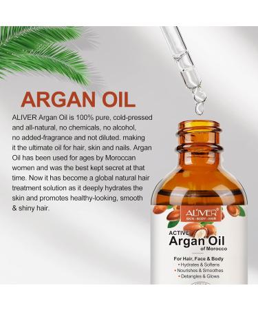 Organic Cold Pressed Argan Oil for Hair & Skin - 2 Pack (60 ml) - Pure Additive-Free with Pipette - Buy Online on SooperMarket.com