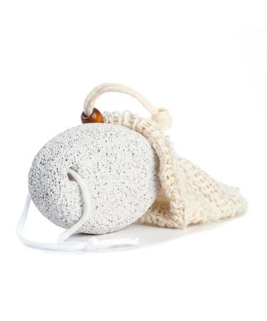 Larminly Kit Pumice Stone for Feet Natural Origin Cracked Heels Callus Remover Pedicure with Sisal Natural Fiber Soap Bag