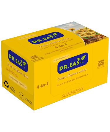 DR.EASY Dryer Sheets Plant Based Formula 252 Ct Fabric Softener sheets for Laundry Sunfresh Essential Oil Scented No Artificial Fragrances No Dyes Reduce Static & Wrinkles Help Repel Pet Hair Sunfresh 252 Count (Pack of 1)