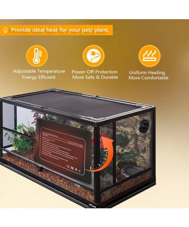 FIPASEN Reptile Heating Mat with Temperature Adjustment 8x12 Inch Terrarium Heat Mat for Tortoise/Snakes/Lizard/Gecko/Hermit Crab/Frog/Spider/Insect Breeding/Plant Box - Upgraded Reptile Heating Pad 8" X 12" with Adjust Knob - Buy Online on SooperMarket.com