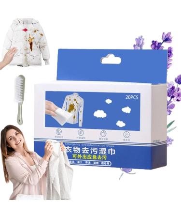 Stain Removal Wet Wipes Clothes Stain Removal Wipes Stain Remover Wet Wipes Portable Emergency Individual Wrapped Stain Remover Wipes for Laundry 20PCS/Pack (1PC-B)