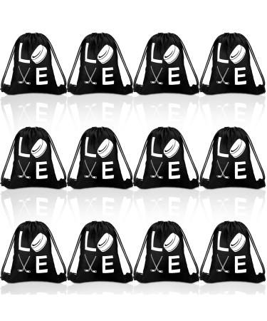 12 Pcs Hockey Drawstring Bag Hockey Bag Hockey Gift Bags Hockey String Bag Field Hockey Bag for Hockey Party Favors Decorations Gym Shopping Sport Yoga 7 x 10 Inch Ice Hockey