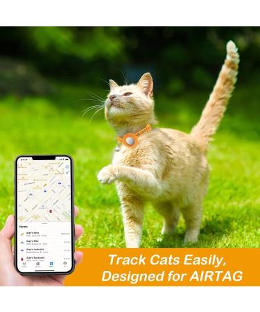 Lafayi 2 Pack Airtag Cat Collar with Bell | Reflective GPS Tracker Case | Personalized Safety Clasp Collars for Cats - Orange - Buy Online on SooperMarket.com