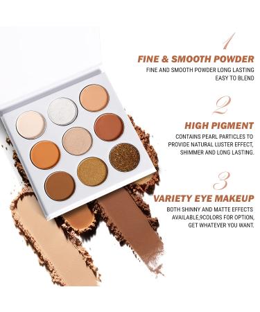 Ecofavor 9-Color Brown Eyeshadow Palette - Natural Matte, Shimmer, Glitter | Highly Pigmented, Waterproof | Easy to Blend Naked Earth Tones Makeup Palette - Buy Online on SooperMarket.com