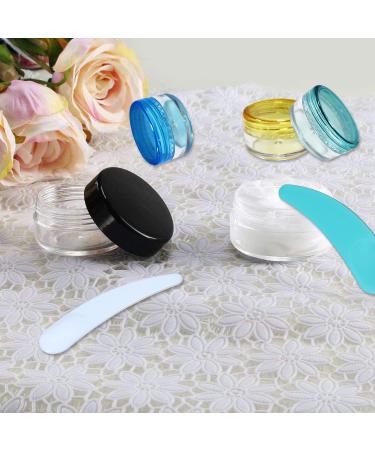 50 Mini Glass Jars with Colored Lids - 5ml Empty Containers for Lip Gloss Ointments Nail Art & Cosmetics - 10 Color Options - Buy Online on SooperMarket.com