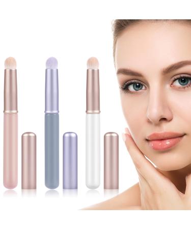 AOOWU Lip Brush 3 Pcs Reusable Lip Applicators with Lid Lip Smudge Brush for Women Girls Eyeshadow Eyebrow Brush Lipstick Wands Applicator Travel Portable MakeUp Brushes for Lipstick Gloss Balm