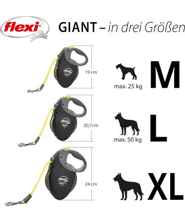 Buy Flexi Giant Professional L Dog Leash 10m - For Dogs Up to 50kg | Black/Neon Yellow - International Shipping Available - Buy Online on SooperMarket.com