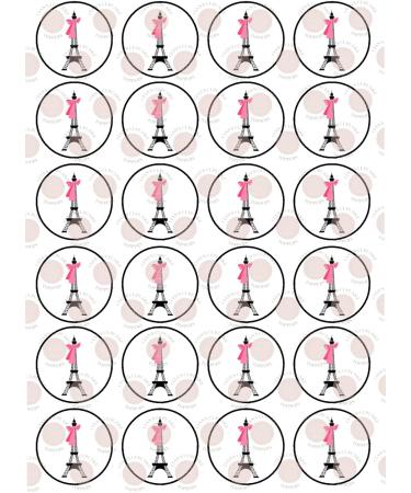 24 Cute Eiffel Tower Cupcake Toppers Paris France Theme #2 PREMIUM THICKNESS SWEETENED VANILLA Wafer Cake Decorations - Buy Online on SooperMarket.com
