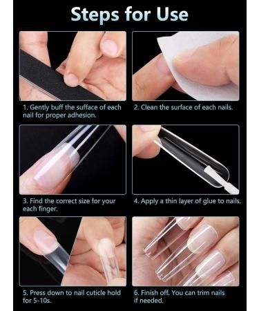Lionvison 3XL Clear Extra Long Square False Nails Set - 240 Pcs | 12 Sizes Full Cover Press On Tips for Acrylic Nails & Manicure - Buy Online on SooperMarket.com