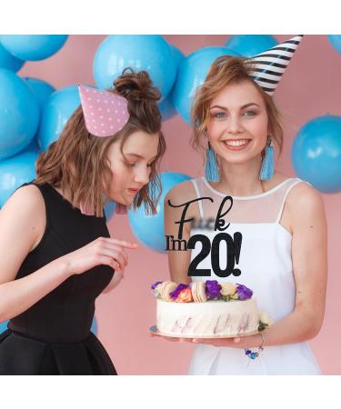 VIKY 20th Birthday Cake Topper | Glittery Tortendeko for Young Girls | Black 20th Birthday Party Decoration - Buy Online on SooperMarket.com