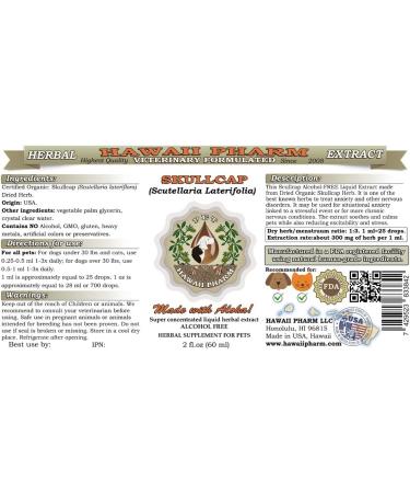 HawaiiPharm Skullcap Natural Alcohol-Free Liquid Extract 2 oz - Pet Herbal Supplement - Buy Online on SooperMarket.com