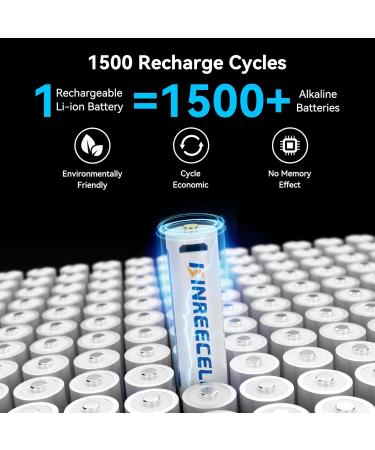 Rechargeable AA Li-Ion Batteries - 2600mWh 1.5V Fast Charging - 4 Pack with USB Cables for Smart Devices & Game Controllers - Buy Online on SooperMarket.com