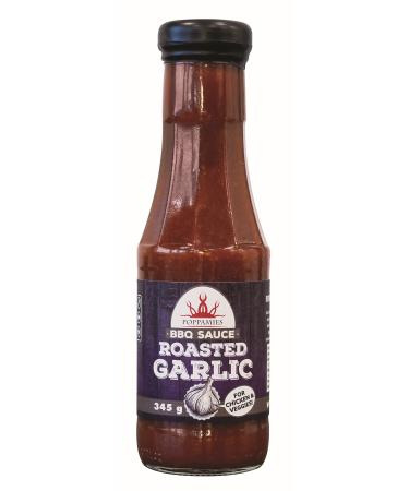 Poppamies Roasted Garlic BBQ Sauce - American Style Barbecue Sauce for all Type of Dishes - Ideal for Slow Food - Baste on the Food at the end of Grilling - 345g