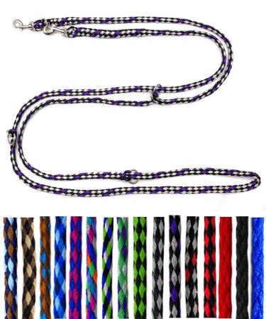 Dog linen small dogs up to 15 kg / double line 4-folded 2.40m / 2.80m / 3.50m Klein very light & robust (3.50m 4-fold adjustable Boston (black-silver purple)) 3.50m 4-Adjustable Boston (black and silver purple)