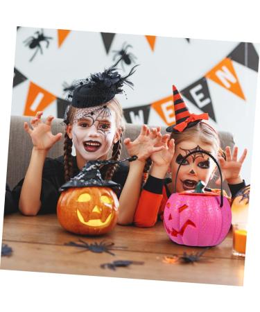 HOMSFOU 3 Pcs Glowing Crackle Purple Pumpkin Fall Pumpkin Decor Halloween Party Decorations Fall Centerpieces Trick or Treat Candy Buckets Halloween Paper Lantern Accessories Rural Plastic - Buy Online on SooperMarket.com