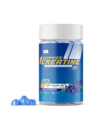 Limitless Pharma Pure Creatine Gummies | 5g Creatine Monohydrate | Increases Muscle Strength Endurance & Performance | Low Sugar GMO Free Vegan | 60 Servings 180 Gummies (Blue Raspberry)