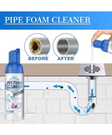 Herios Drain Foam Cleaner Liquid Hair Drain Clog Remover & Cleaner Pipe Dredge Deodorant Foam Cleaner for Shower Sink Drains (2) - Buy Online on SooperMarket.com