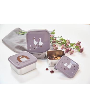 L SSIG Snack Box Set of 3 - Stainless Steel Tiny Farmer Lilac | Eco-Friendly & Durable Lunch Containers - Buy Online on SooperMarket.com