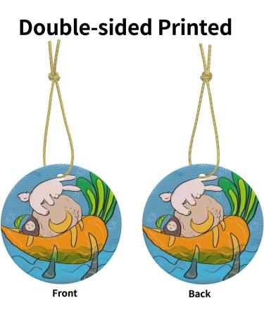 YYHHAOFA Sunflower Seeds and Rabbits Prints Christmas Ceramic Round Pendant Decoration - Festive Hanging Ornament for Stores and Homes -2.9 in - Buy Online on SooperMarket.com