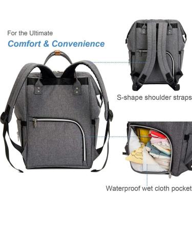 Lekebaby Gray Arrow Diaper Backpack - Multifunctional Large Capacity Baby Bag with Diaper Pad for Travel & On-the-Go - Buy Online on SooperMarket.com