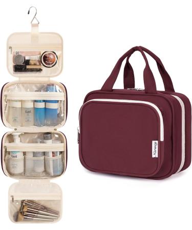 Narwey Hanging Travel Toiletry Bag for Women - Wine Red Medium Size Organizer for Cosmetics and Makeup - Buy Online on SooperMarket.com