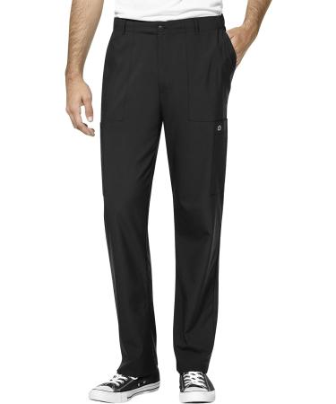 WonderWink W123 Men's V-Neck Top & Cargo Pants Scrub Set + Badge Reel - Black, 2X-Large Top / X-Large Pants - Buy Online on SooperMarket.com
