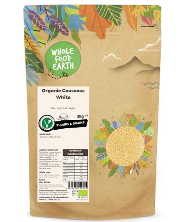 Wholefood Earth Organic Couscous White 3 kg | Raw | GMO Free | Vegan | Certified Organic 3kg