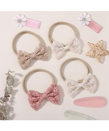 Beautiful 12-Part Baby Girl Headband Set - Cute Hair Accessories for Newborns & Toddlers | Embroidered Clips & Elastic Bands - Buy Online on SooperMarket.com