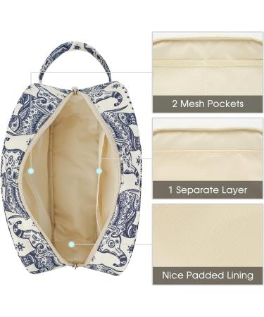 Women's Travel Toiletry Wash Bag | Dopp Kit Makeup Organizer for Cosmetics | Elephant Print - Buy Online on SooperMarket.com