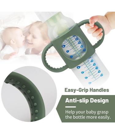3 Pack Bottle Handles for Dr. Brown Baby Bottles - Non-Slip Easy Grip Silicone - BPA-Free & Dishwasher Safe - Milk White Green Pink - Compatible with Narrow and Wide-Neck Bottles - Buy Online on SooperMarket.com