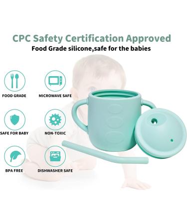 Adocham Silicone Baby Cup with Straw & Handles | BPA-Free Toddler Sippy Training Cup 5oz (Cyan) - Buy Online on SooperMarket.com
