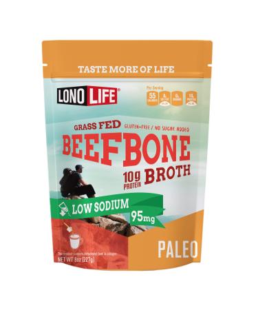 LonoLife - Low-Sodium Grass-Fed Beef Bone Broth Powder with 10g Protein, Paleo and Keto Friendly, Gluten-Free, 8-Ounce Bulk Container, 15 Servings (Equal to 150 ounces of broth) - Packaging May Vary