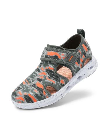 DREAM PAIRS Boys Girls Sandals Kids Closed Toe Water Shoes Quick Dry Aqua Sneakers for Little/Big Kid 1 Little Kid Grey/Orange