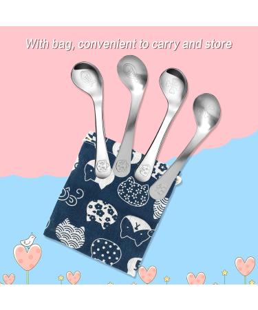 Futongda Stainless Steel Baby Spoons - 4-Piece Curved Training Set for Children | Dessert Coffee & Feeding Spoons in Silver - Buy Online on SooperMarket.com