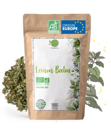 ORIGEENS ORGANIC LEMON BALM TEA BIO 100gr | Herbal tea for Digestion and Relaxation | Organic Melissa tea leaves - Lemon Balm tea loose