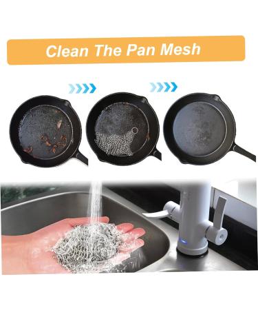 2 Packs Stainless Steel Scrubber 4" and 6" Chainmail Scrubber for Cast Iron Pans Round Reusable Cast Iron Cleaner for Oven Wok Cleaning Cast Iron Scrubber - Buy Online on SooperMarket.com