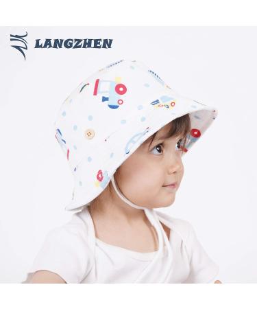 LANGZHEN Baby Girls Beach Sun Hat with Chin Strap, White, 1-2 Years - Buy Online on SooperMarket.com