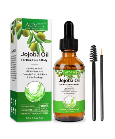 Yecuce Jojoba Oil Organic Cold Pressed Moisturizing Multi-Purpose Jojoba Oil for Face Body Hair Nails Natural Carrier Facial Oil for Gua Sha Massage Suitable for Men Women 2.02fl Oz Jojoba 2.02 Fl Oz (Pack of 1)